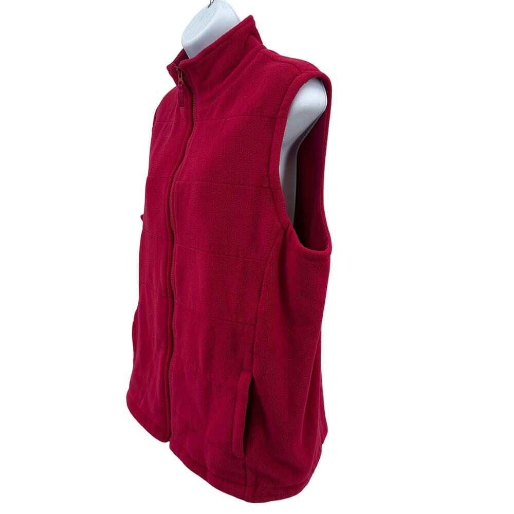 Lands' End Soft Fleece Vest WMNS XL Berry Pink Full Zip Stand Collar Sleeveless - Picture 4 of 8